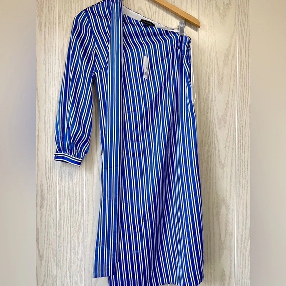 Banana Republic Womens Blue One Shoulder PJ Stripe Midi Dress Size 0 New NWT - Picture 4 of 6